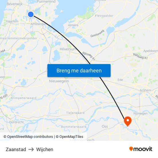 Zaanstad to Wijchen map