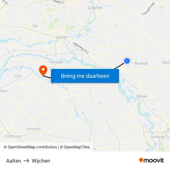 Aalten to Wijchen map