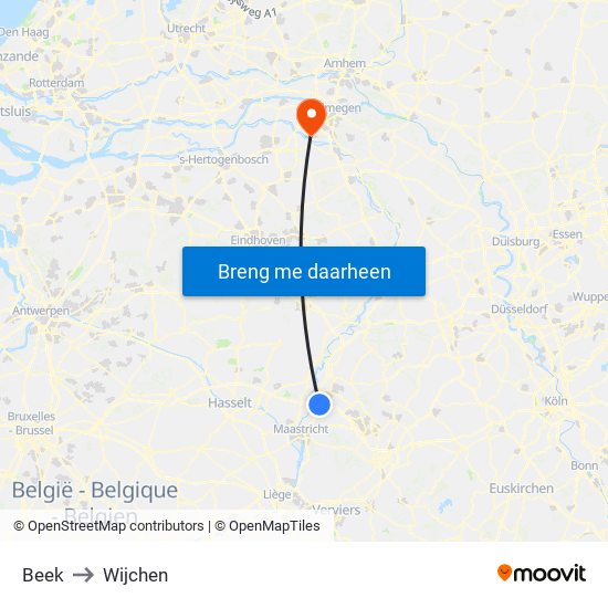 Beek to Wijchen map