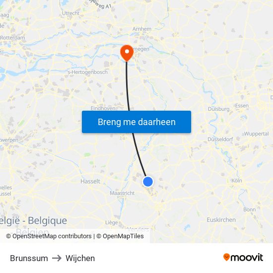 Brunssum to Wijchen map