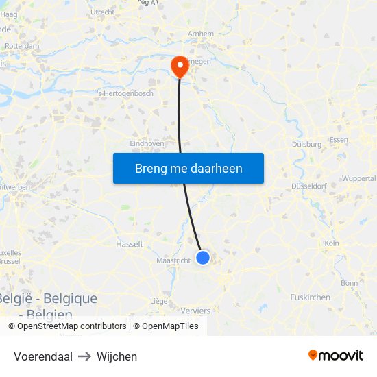 Voerendaal to Wijchen map