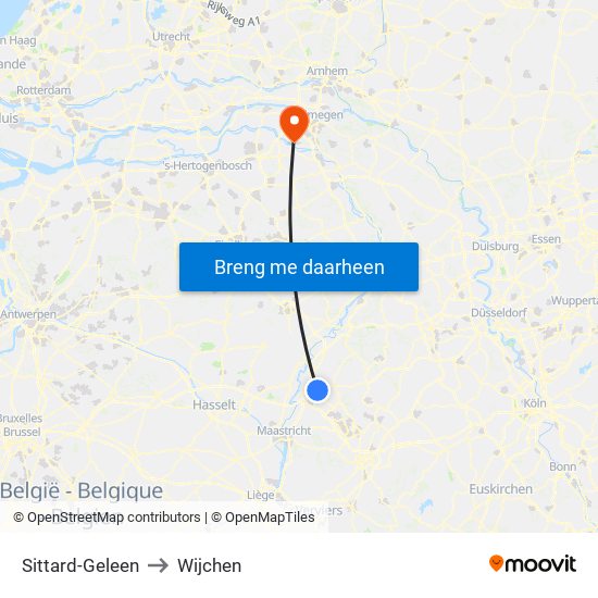 Sittard-Geleen to Wijchen map