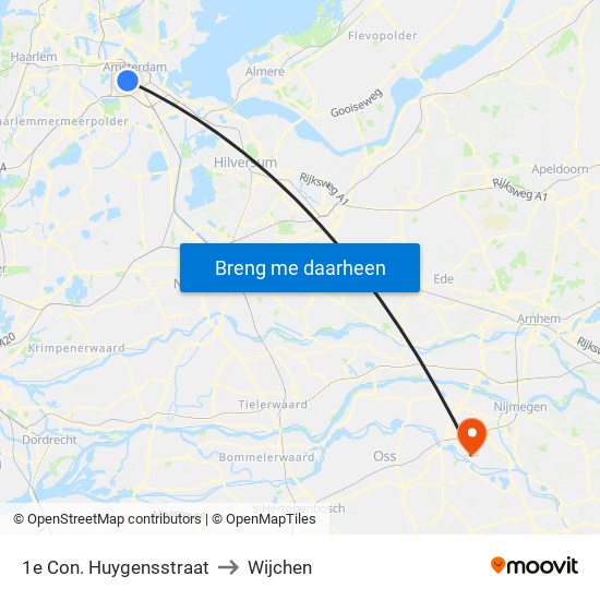 1e Con. Huygensstraat to Wijchen map