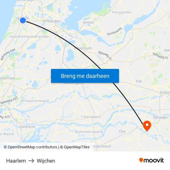 Haarlem to Wijchen map
