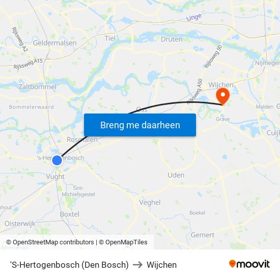 'S-Hertogenbosch (Den Bosch) to Wijchen map