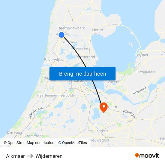 Alkmaar to Wijdemeren map