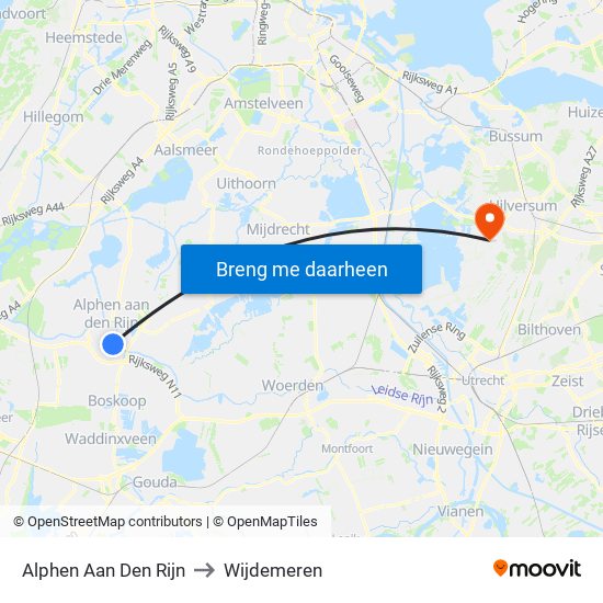 Alphen Aan Den Rijn to Wijdemeren map