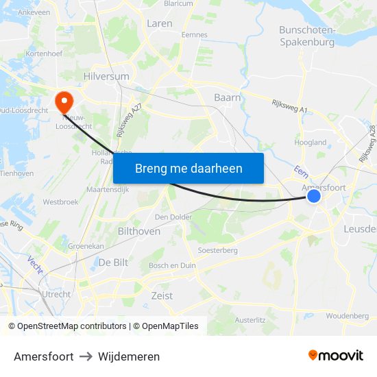 Amersfoort to Wijdemeren map