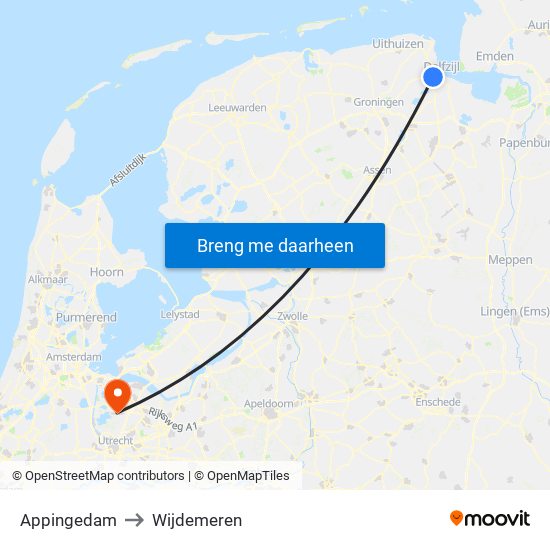 Appingedam to Wijdemeren map