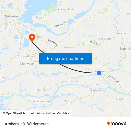 Arnhem to Wijdemeren map