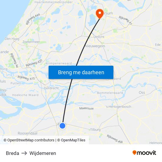 Breda to Wijdemeren map