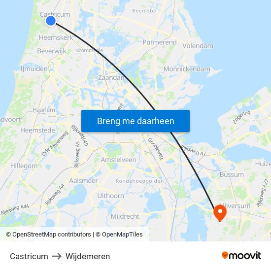 Castricum to Wijdemeren map