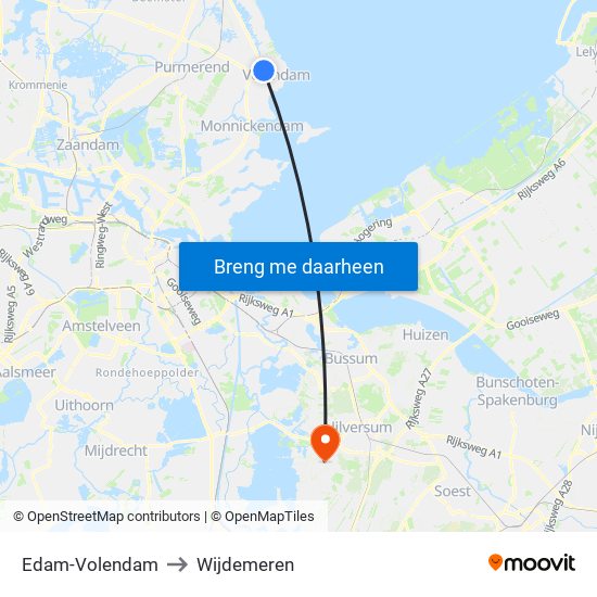 Edam-Volendam to Wijdemeren map