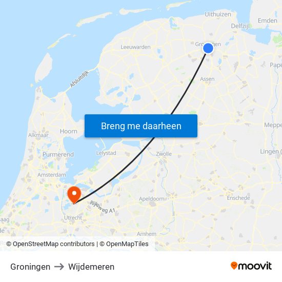 Groningen to Wijdemeren map