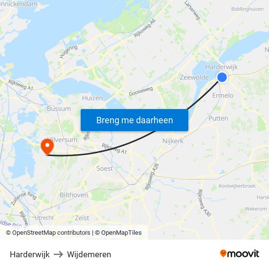 Harderwijk to Wijdemeren map