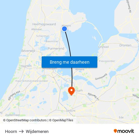 Hoorn to Wijdemeren map
