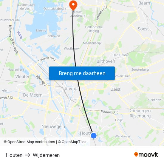 Houten to Wijdemeren map