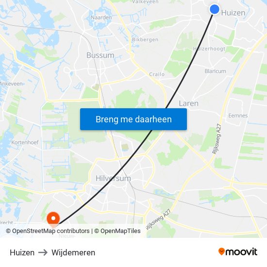 Huizen to Wijdemeren map