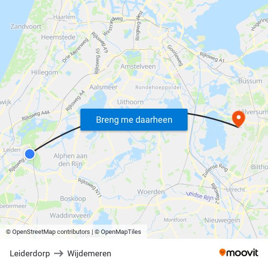 Leiderdorp to Wijdemeren map