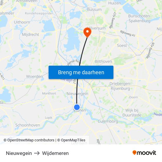 Nieuwegein to Wijdemeren map