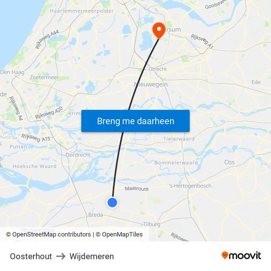Oosterhout to Wijdemeren map