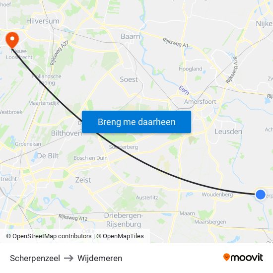 Scherpenzeel to Wijdemeren map