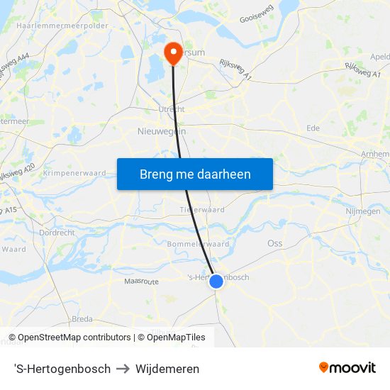 'S-Hertogenbosch to Wijdemeren map
