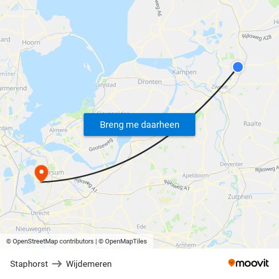 Staphorst to Wijdemeren map