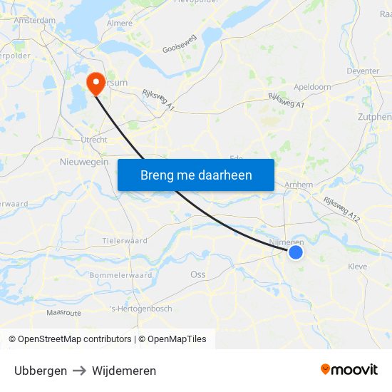 Ubbergen to Wijdemeren map