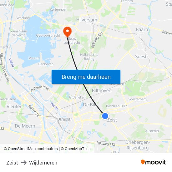 Zeist to Wijdemeren map