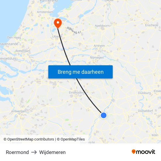 Roermond to Wijdemeren map