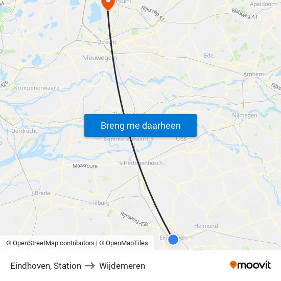 Eindhoven, Station to Wijdemeren map