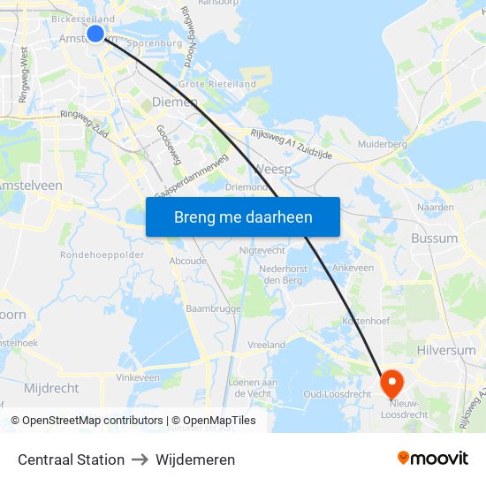 Centraal Station to Wijdemeren map