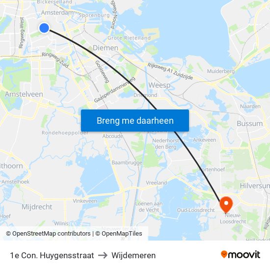 1e Con. Huygensstraat to Wijdemeren map