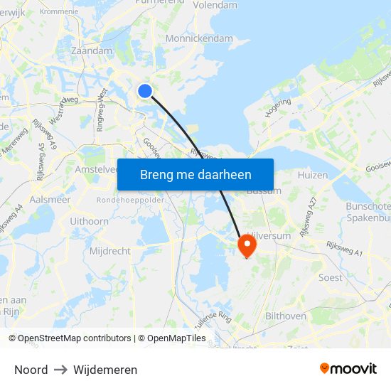 Noord to Wijdemeren map