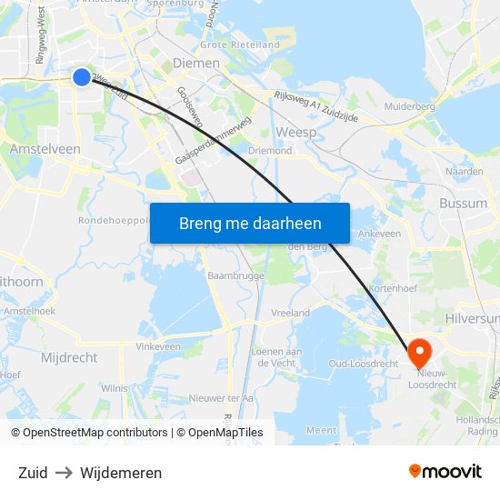 Zuid to Wijdemeren map