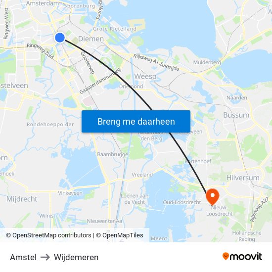 Amstel to Wijdemeren map