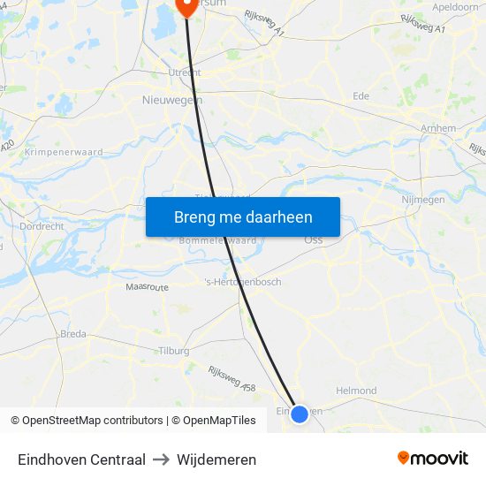 Eindhoven Centraal to Wijdemeren map