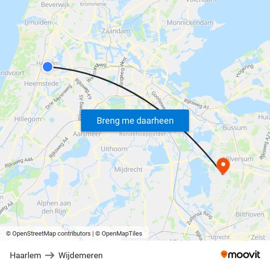 Haarlem to Wijdemeren map