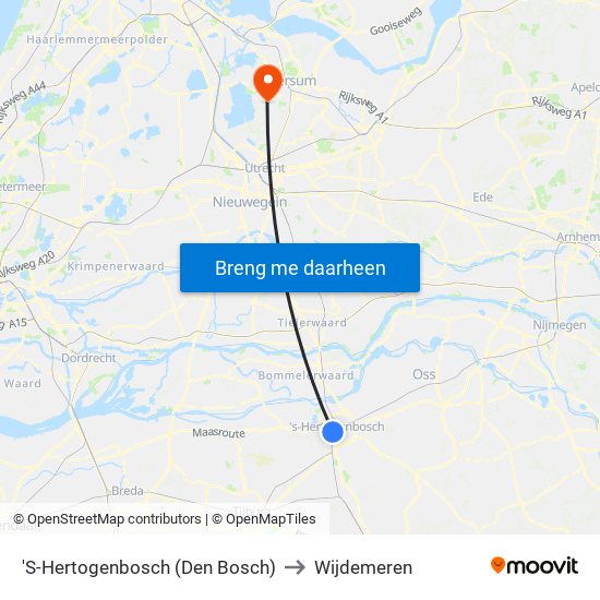 'S-Hertogenbosch (Den Bosch) to Wijdemeren map