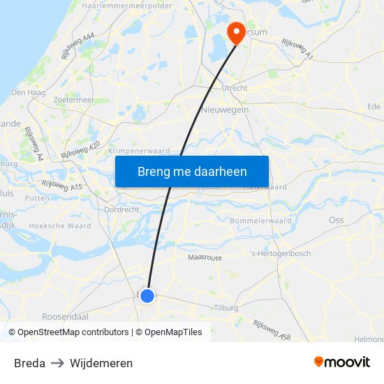 Breda to Wijdemeren map