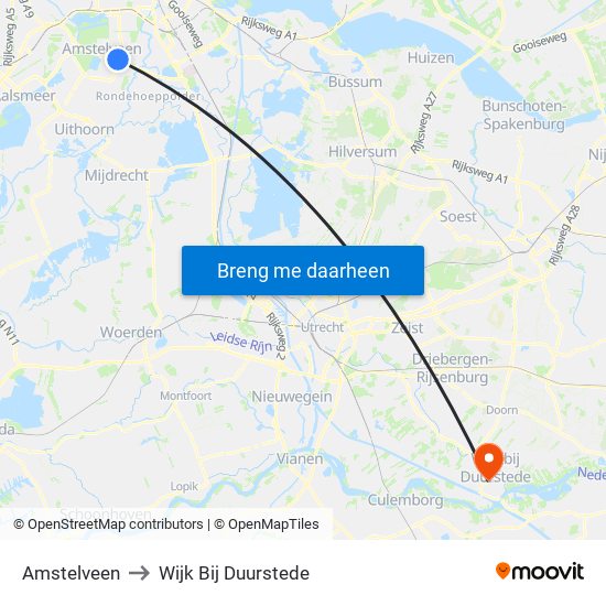 Amstelveen to Wijk Bij Duurstede map