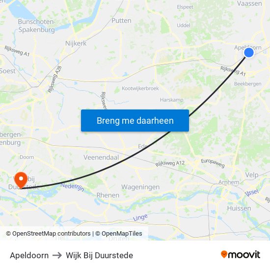 Apeldoorn to Wijk Bij Duurstede map