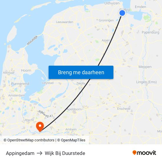 Appingedam to Wijk Bij Duurstede map