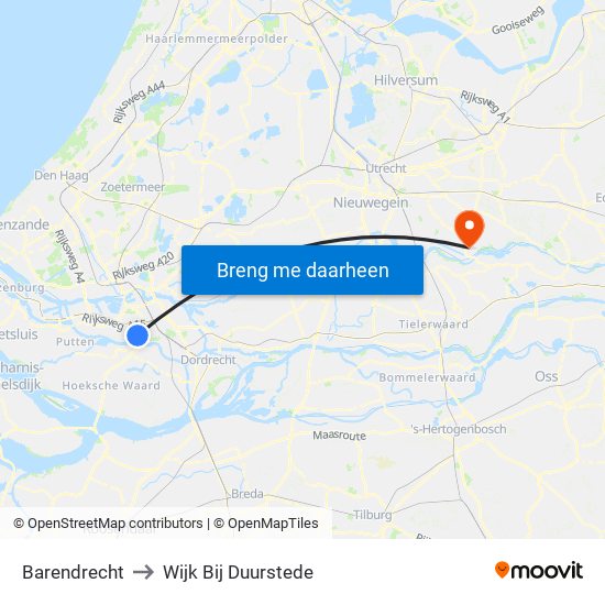Barendrecht to Wijk Bij Duurstede map