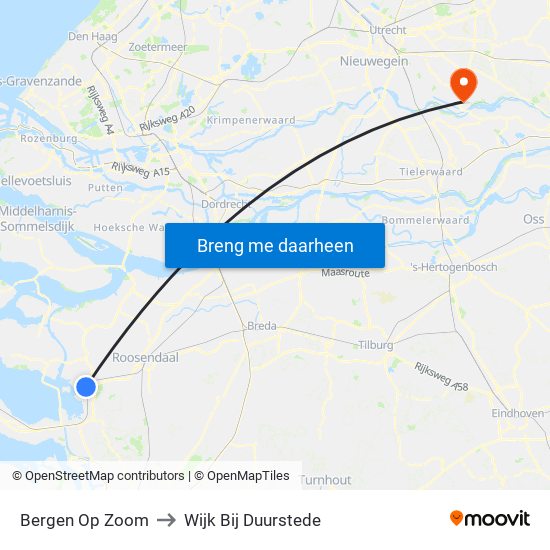 Bergen Op Zoom to Wijk Bij Duurstede map