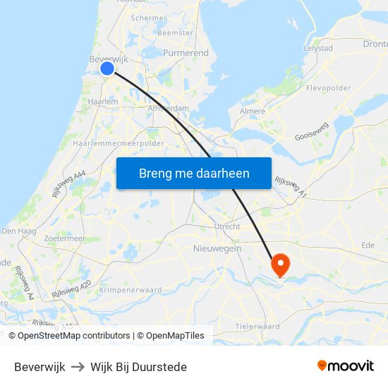 Beverwijk to Wijk Bij Duurstede map