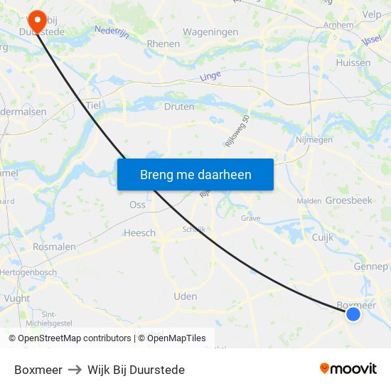 Boxmeer to Wijk Bij Duurstede map