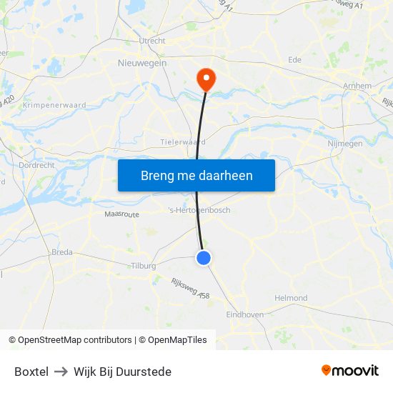 Boxtel to Wijk Bij Duurstede map