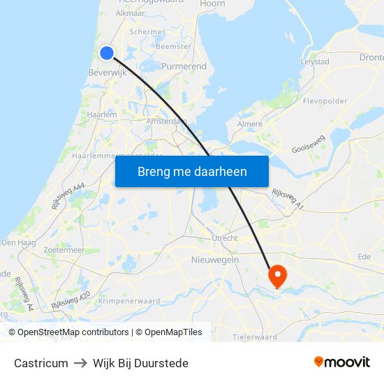 Castricum to Wijk Bij Duurstede map